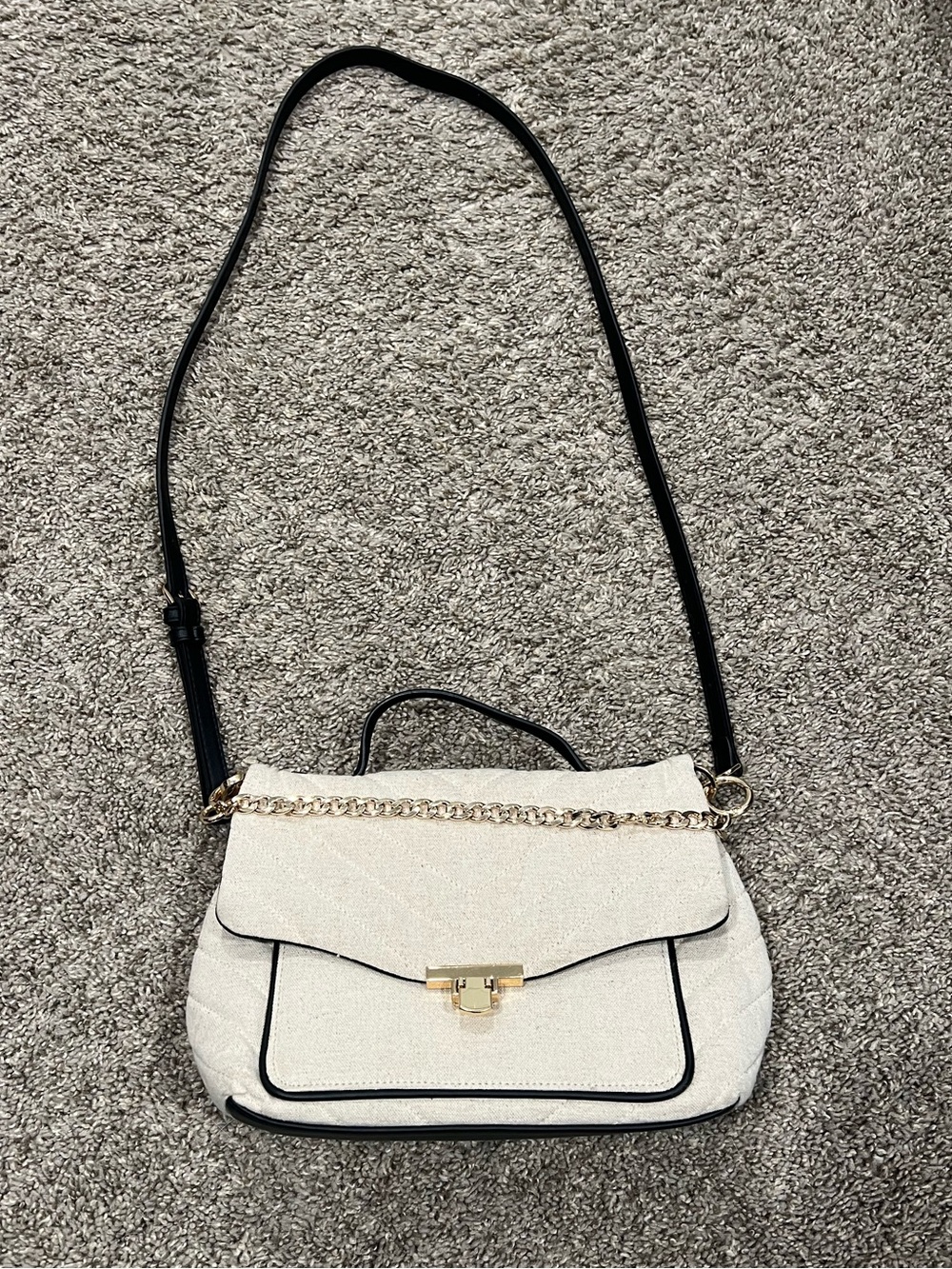 A New Day at Target, crossbody purse with gold chain detailing and black strap